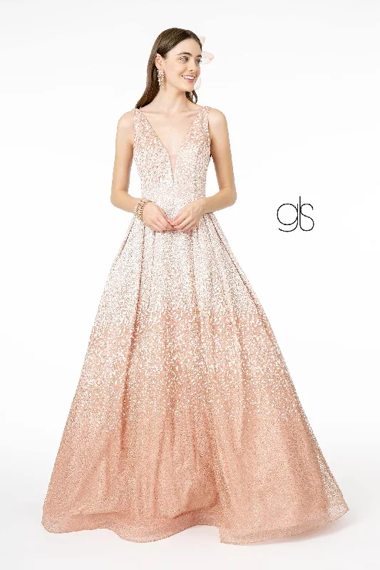 Sheer - panel wedding dresses with a touch of elegance​ Long Prom Glitter Tulle A-Line Dress