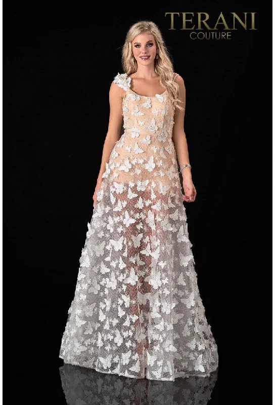 Chiffon and tulle combination wedding dresses​ Terani Couture 2111P4045 Long Prom Formal Dress Sale