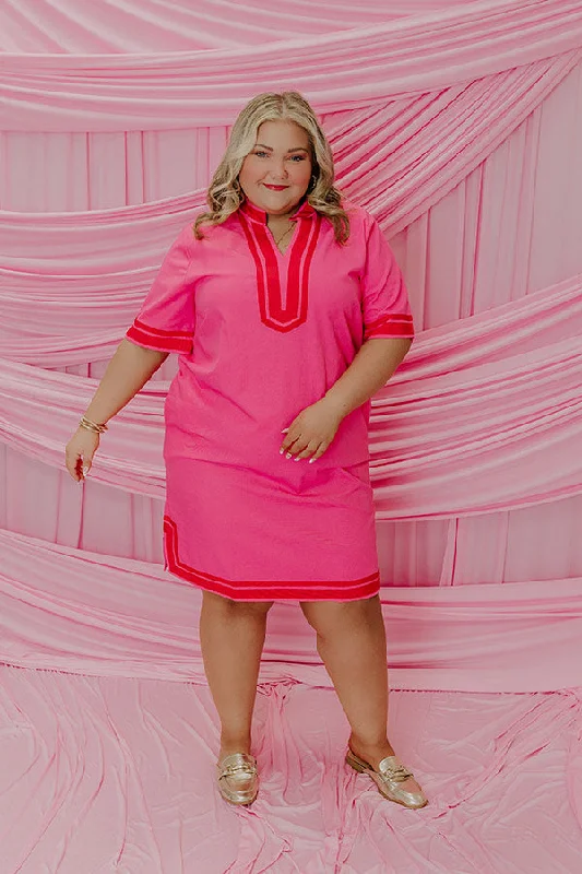 Mini dresses with geometric prints for a modern aesthetic Sweet Attention Linen Mini Dress Curves