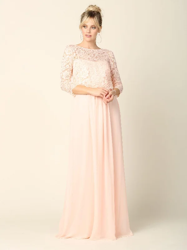 Ball gown style wedding dresses with sweetheart neckline​ Long 3/4 Sleeve Mother of the Bride Chiffon Dress