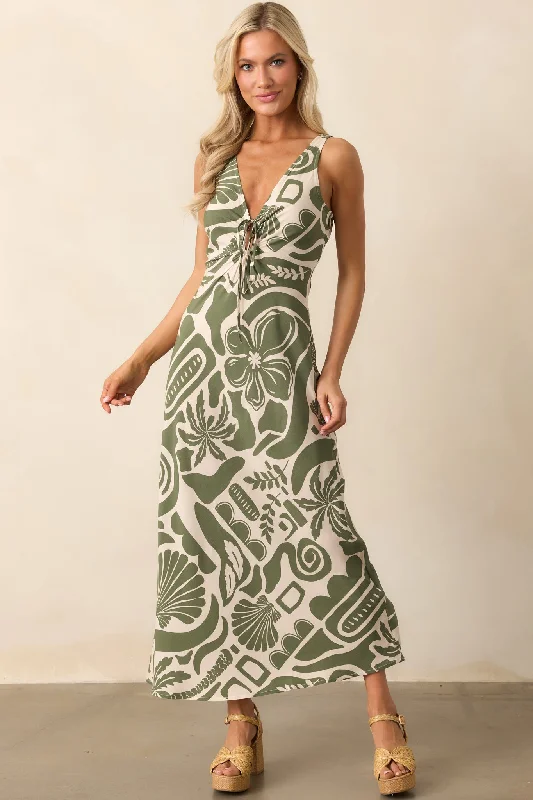 Drawstring - Waist Casual Dresses for Adjustable Tightness​ MINKPINK Green Amos Keyhole Midi Dress