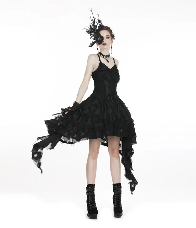 Everyday Dress with Elastic - cuffed Sleeves for a Casual Look​ Western Fashion Black Lace Ruffle Dress