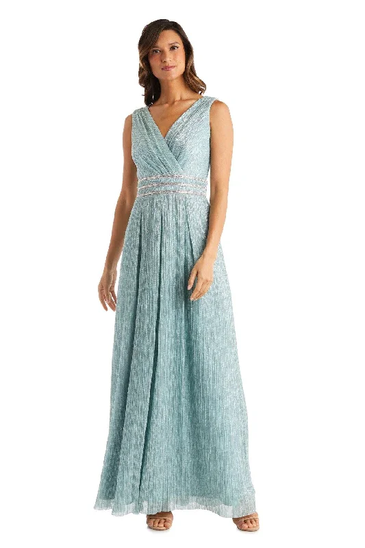 Ruffled wedding dresses with a cascading effect​ R&M Richards 7068 Long Mother Of The Bride Dress