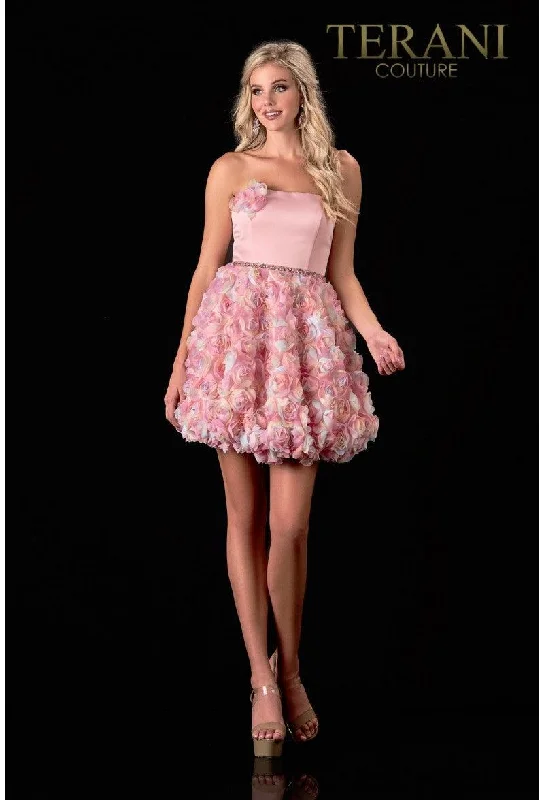 Maternity dress for a baby's first visit to the art gallery Terani Couture 2112P4391 Strapless Short Prom Dress