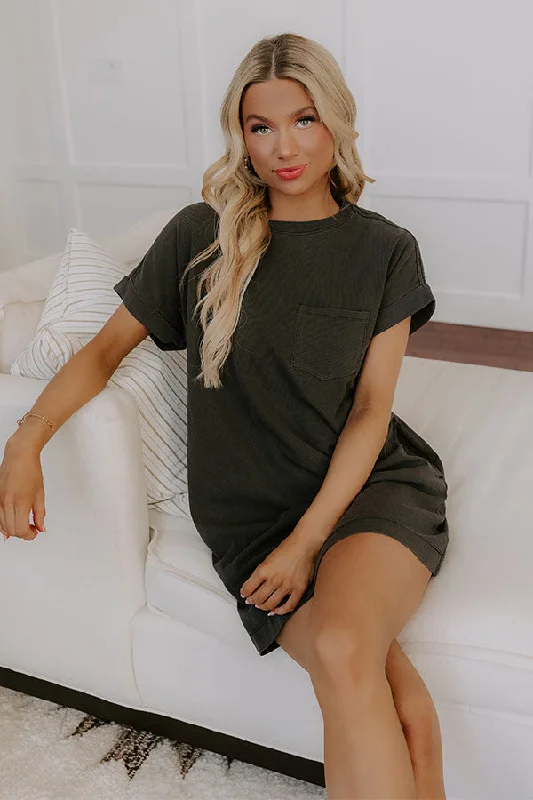 Mini dresses with bow accents for a sweet look Cafe Meetup Vintage Wash T-Shirt Dress in Black