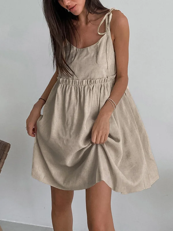 Metallic - Accented Casual Dresses for a Shiny Finish​ Levanzo Tied Shoulder Short Dress