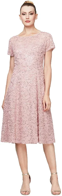 Sleeveless wedding dresses with a beaded belt​ Alex Evenings AE9120278 Formal Short Dress