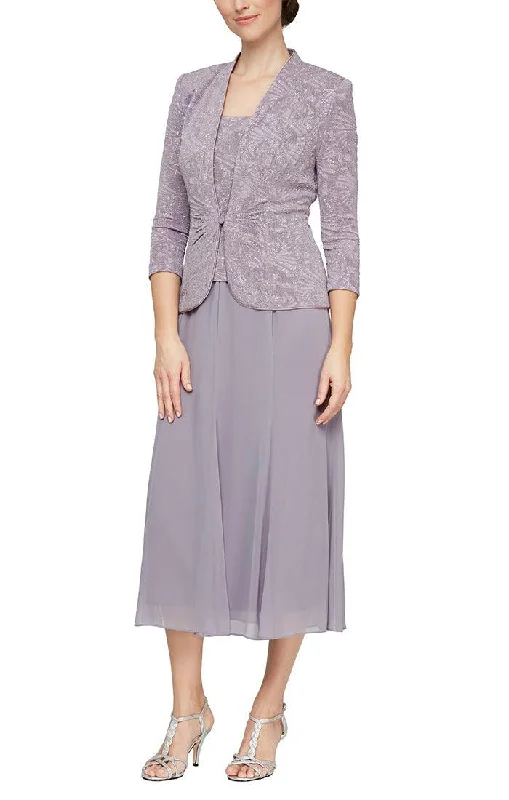 Sleeveless wedding dresses with a beaded belt​ Alex Evenings AE225256 Formal Mother of the Bride Dress