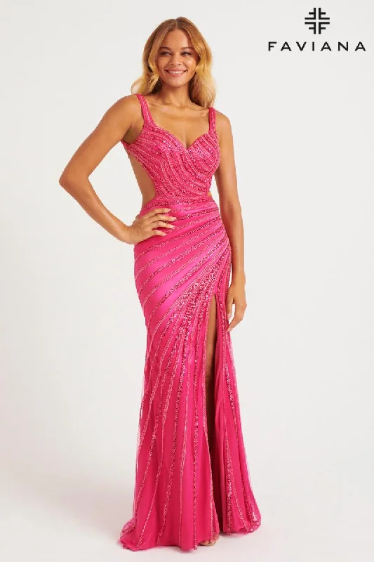 Metallic mini dresses for a glamorous event Faviana Sweetheart Neck Beaded Prom Dress 11243