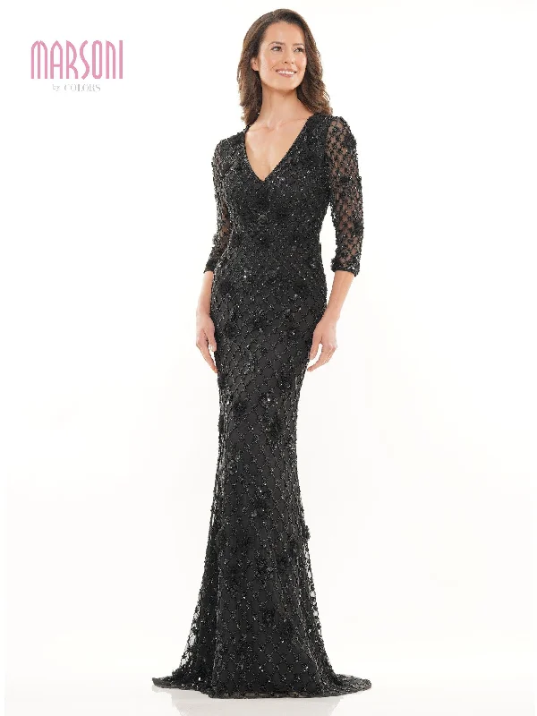 Maternity dress for a baby's first visit to the children's garden Marsoni Long Mother of the Bride Beaded Gown 1196