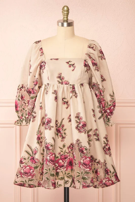 Printed mini dresses for a casual day out Magnificum | Short Floral Babydoll Dress