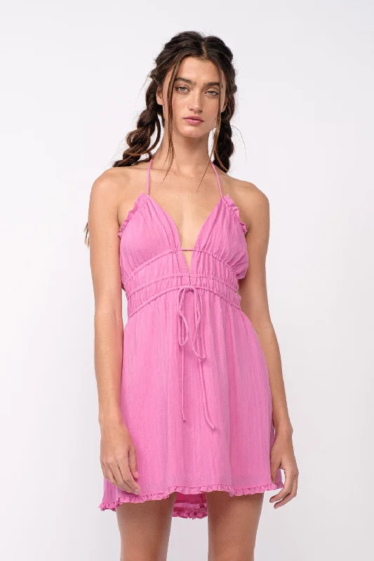 Plus - Size Casual Dresses for a Comfortable Fit​ Kristen Pink Halter Mini Dress