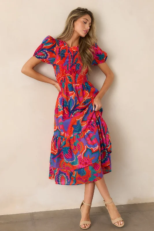 Velvet Casual Dresses for a Luxurious Look​ Catching Flights Cotton Orange Multi Print Maxi Dress