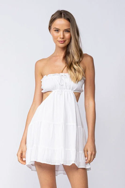 Crochet Casual Dresses for a Handmade Appeal​ Rachel White Strapless Mini Dress