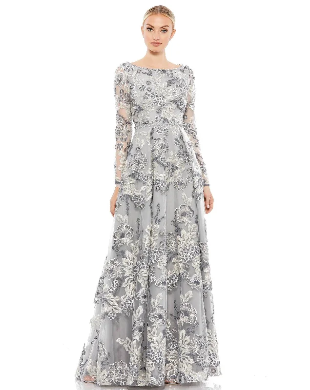 Long - sleeved lace wedding dresses for a modest style​ Mac Duggal 11185 Long Sleeve Floral Formal Dress