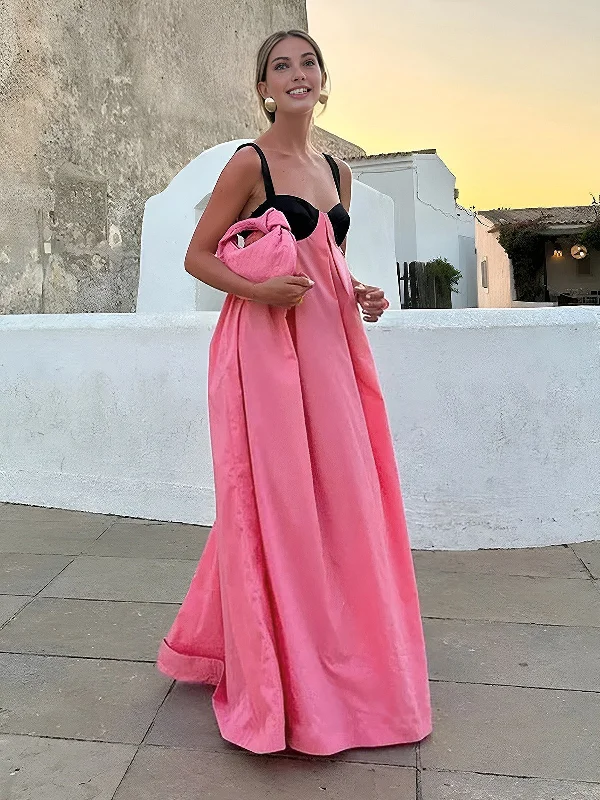 Lace - Trimmed Casual Dresses for a Delicate Touch​ Bra-Splicing Halter Strap Long Dress