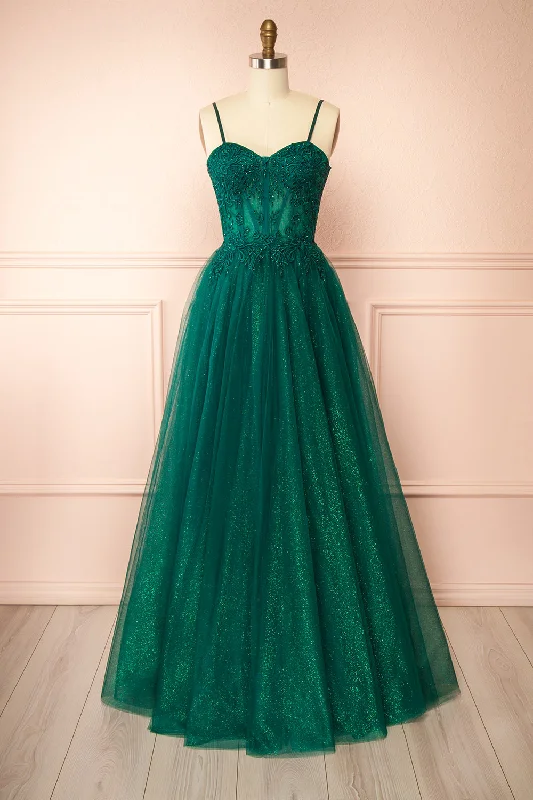 Mini dresses with halter necks for a stylish choice Penelope Green | Sparkling Tulle Maxi Dress