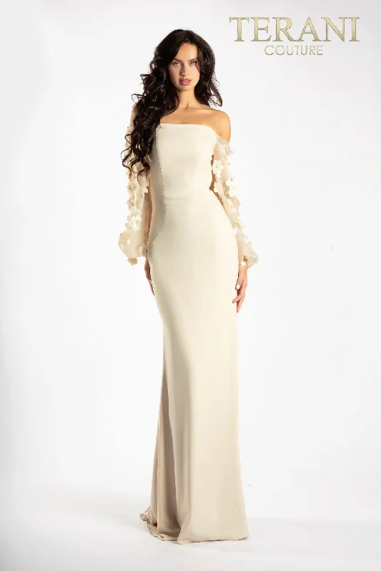 Wedding dresses with a bateau neckline for a classic shape​ Terani Couture 1911E9128 Sand 4 Sale