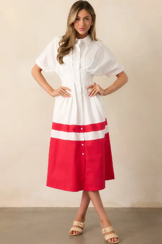 Brand - Specific Casual Dresses from Popular Labels​ The Diner Downtown Ivory Cotton Maxi Shirt Dress