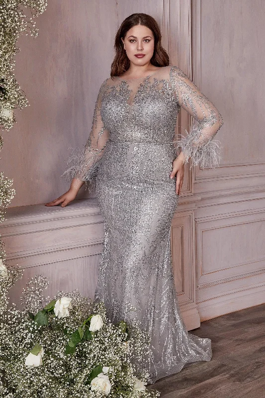 Two - piece wedding dresses with a crop top​ Cinderella Divine CB090C Plus Size Sexy Long Formal Prom Dress