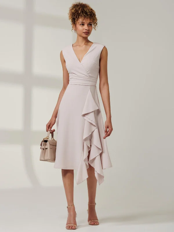 Midi dresses with ruffled hems for a romantic date night Qiana Ruffle Detail Midi Dress, Dove Midi dresses with ruffled hems for a romantic date night Qiana Ruffle Detail Midi Dress, Dove