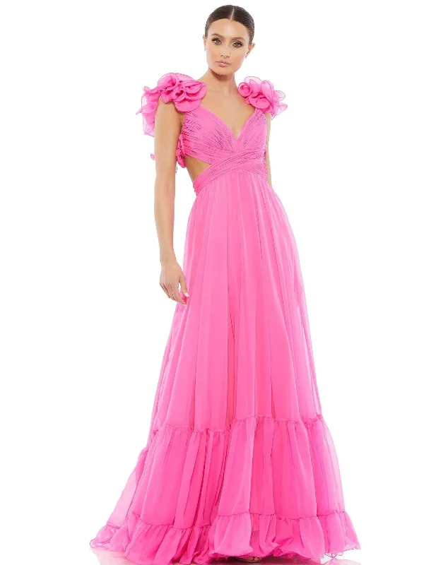 Wedding dresses with a belt made of crystals​ Mac Duggal 67911 Long Prom Ruffled Dress