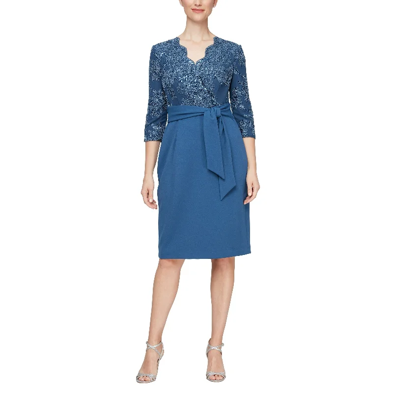 Maternity dress with side ruching to accommodate bump Alex Evenings 81171230 Short 3/4 Sleeve Dress