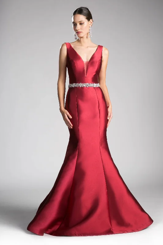 Wedding dresses with a built - in petticoat for added volume​ Cinderella Divine CR807 Prom Long Sleeveless Mermaid Evening Gown