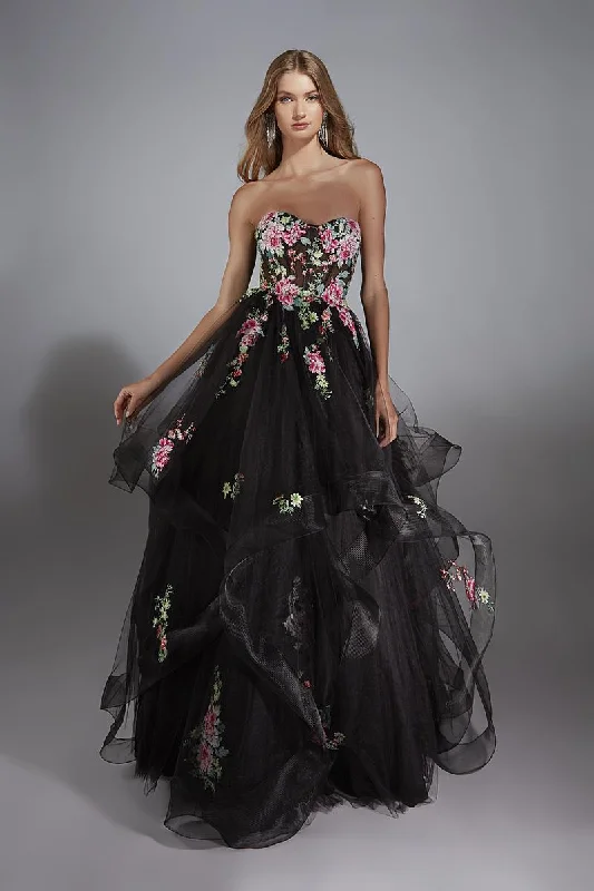 Sheer mini dresses with lace inserts Alyce Prom Dress 61914