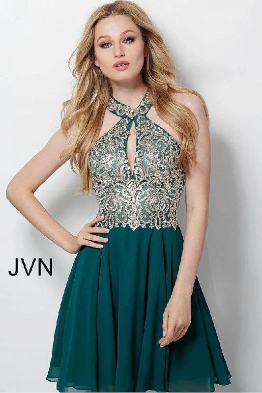 Wedding dresses with a dropped waist for a retro style​ Jovani 53177 Sexy Short Prom Dress
