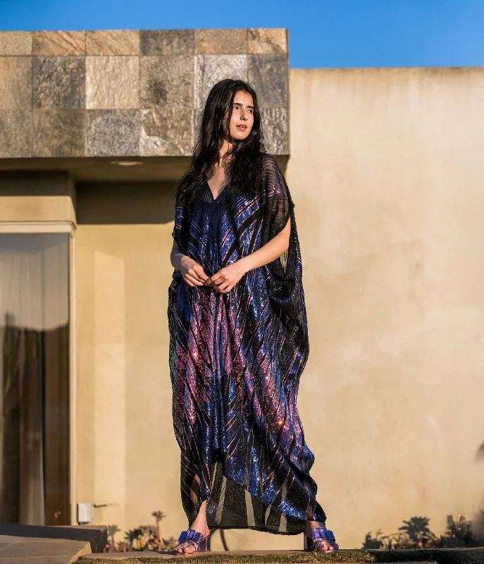 Everyday Dress with Beaded Embellishments for a Luxurious Look​ Jennafer Grace Midnight Lotus Sequin Caftan