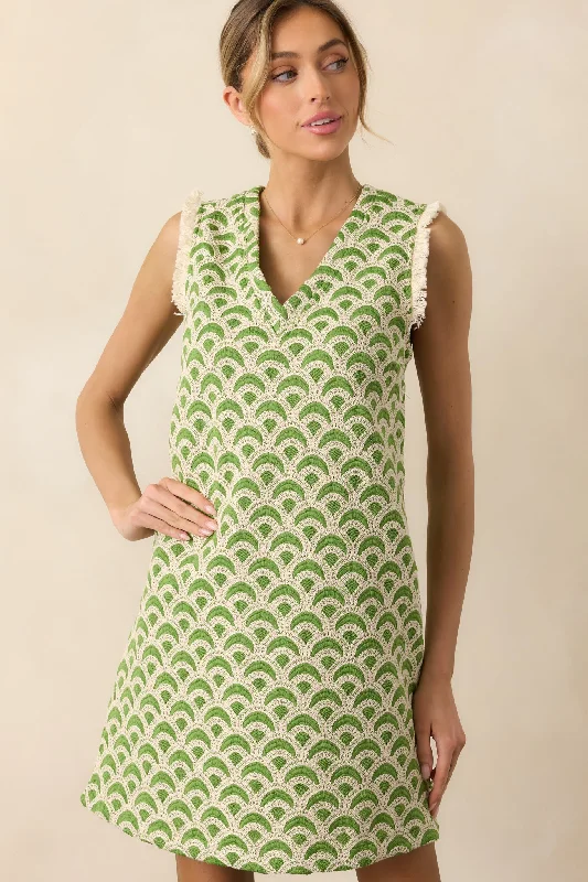 Detachable - Sleeve Casual Dresses for Versatility​ Just Enough Light Green Embroidered Mini Shift Dress