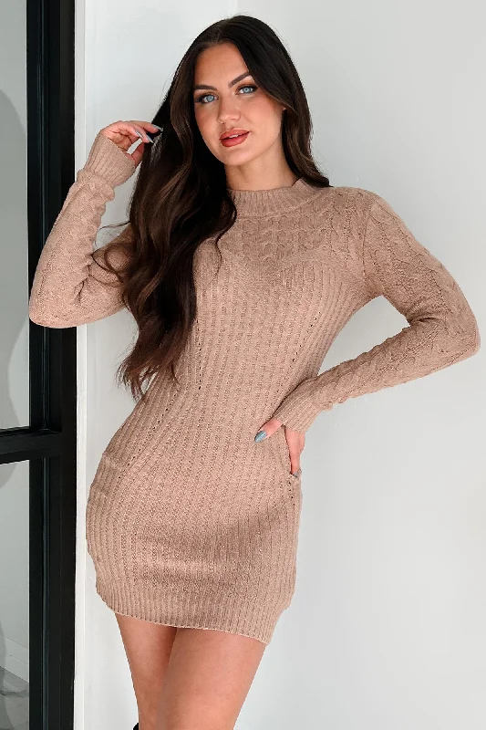 Layered Casual Dresses for a Stylish Ensemble​ Gimme A Clue Sweater Dress (Camel)