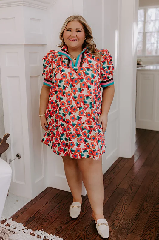 Mini dresses with asymmetric hems for a fashion - forward look Sweet Blooms Mini Dress Curves