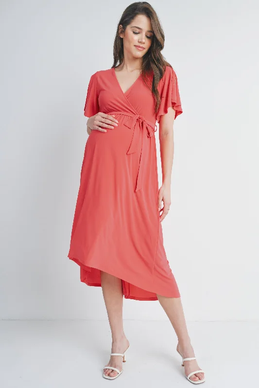 Maternity denim dress for a casual vibe Surplice V Neck Empire Waist Maternity Nursing Dress