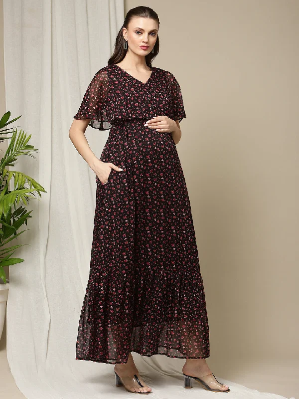 Maternity dress for a picnic in the park One Piece Maternity Maxi Dress