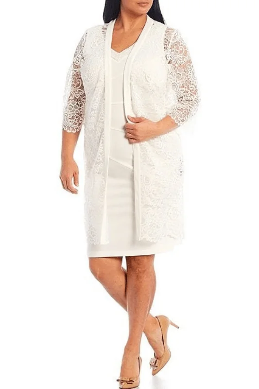 Maternity dress for a baby's first visit to the aquarium Maya Brooke Short Plus Size Jacket Dress 29401