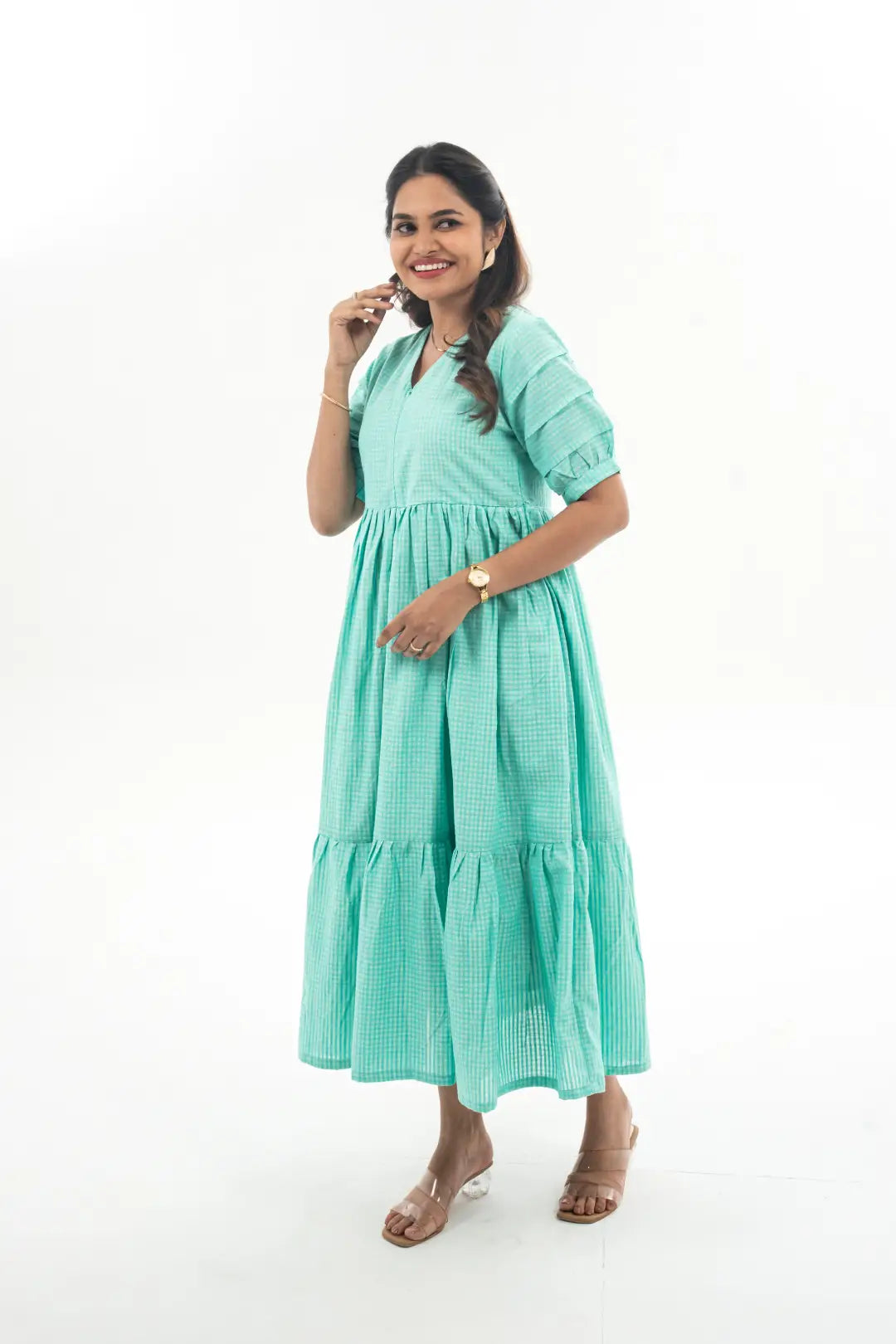 Maternity dress for a baby's first visit to the vertical garden Verdura Tiered Feeding Dress