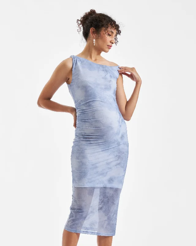 Maternity dress for a friend's wedding as a guest Jordan Off Shoulder Dress Sky Blue