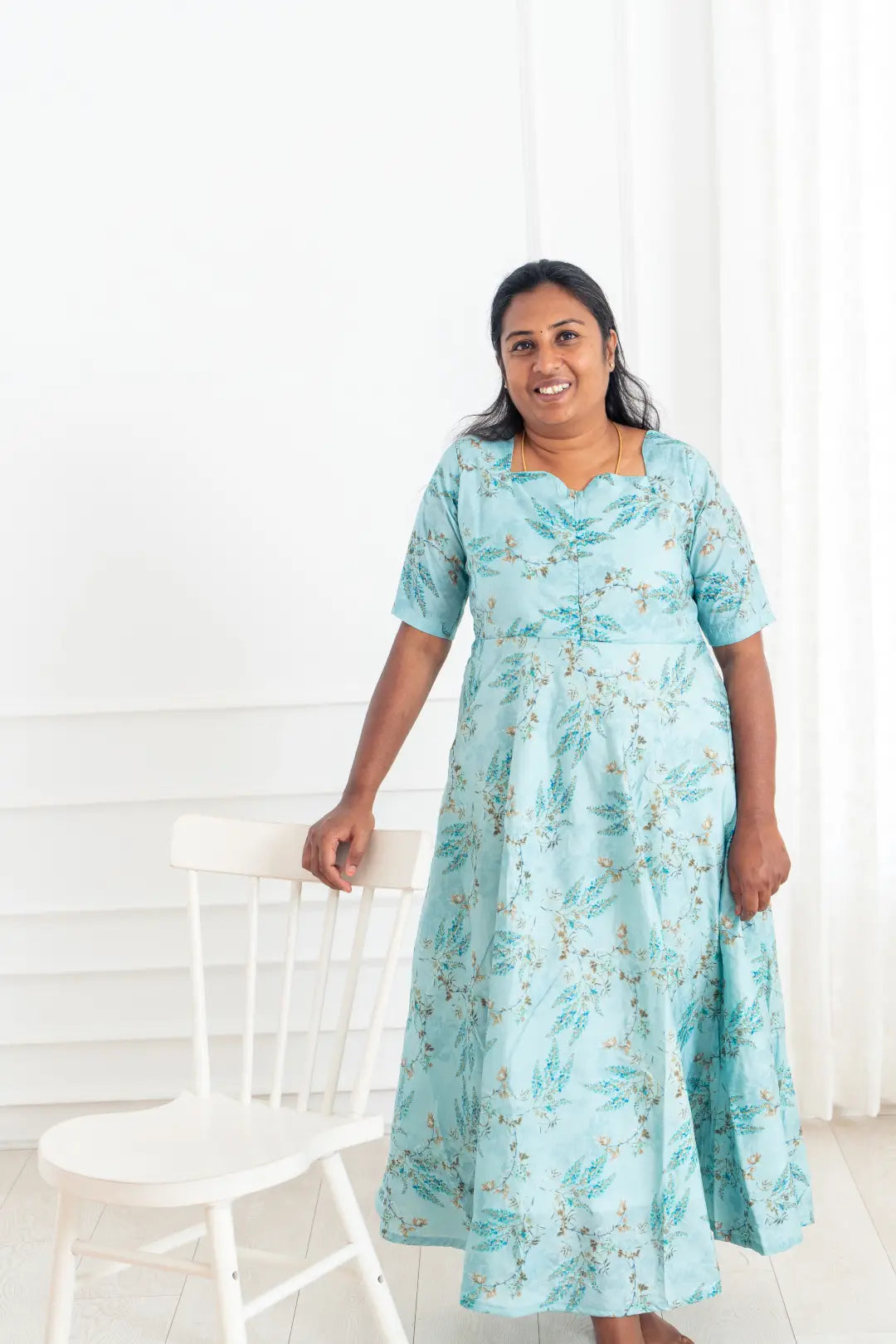 Maternity dress for a spring flower show Flourish Fern Feeding Dress