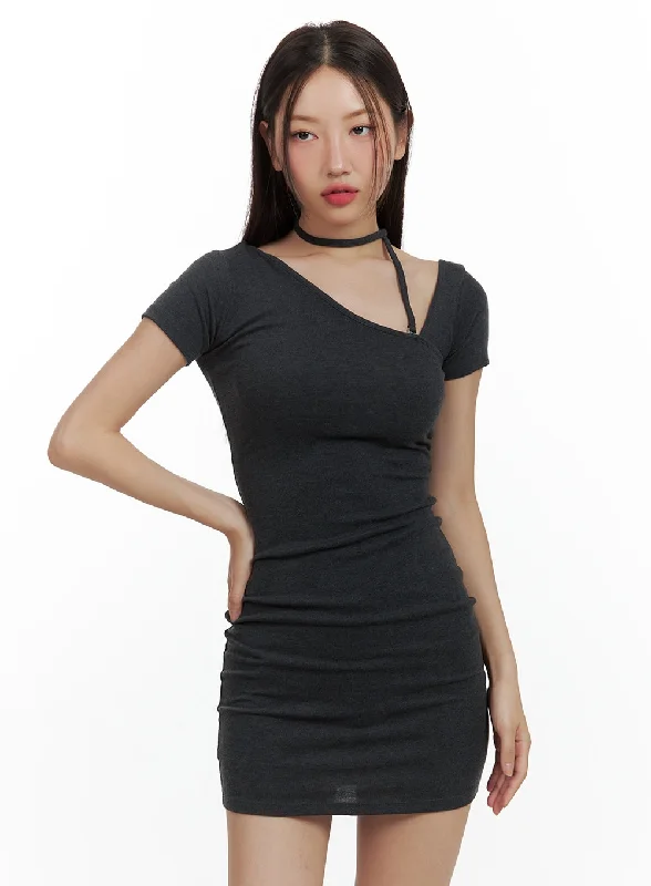 Mini dresses with tassel accents for a fun touch Asymmetrical Strap Mini Dress CU420