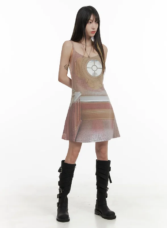 Mini dresses with mesh panels for a sexy and trendy look Graphic Muse Mini Dress OA426