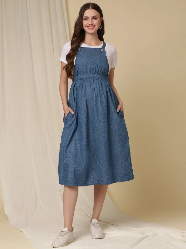 Maternity dress for a baby's first visit to the water garden Maternity Dungaree Skirt