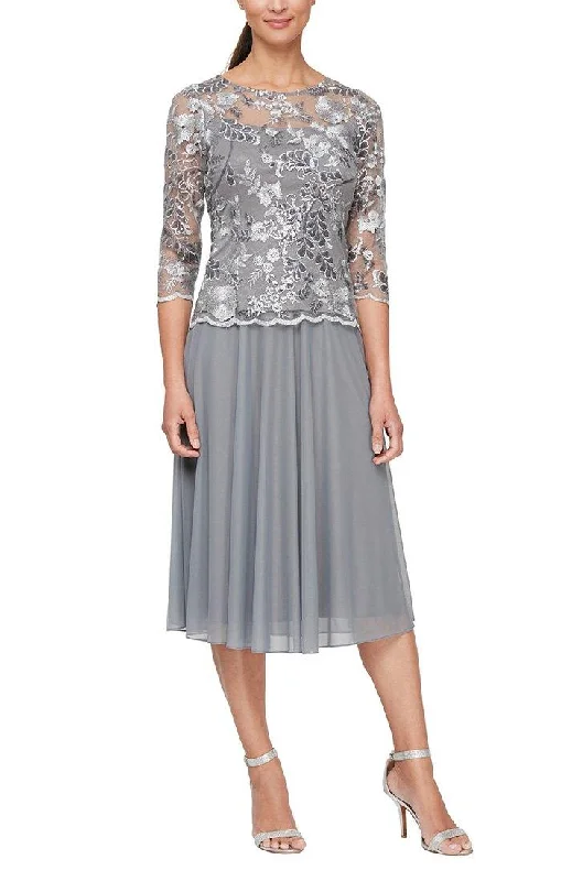 Tea - length wedding dresses with a vintage charm​ Alex Evenings AE81171149 Formal Dress