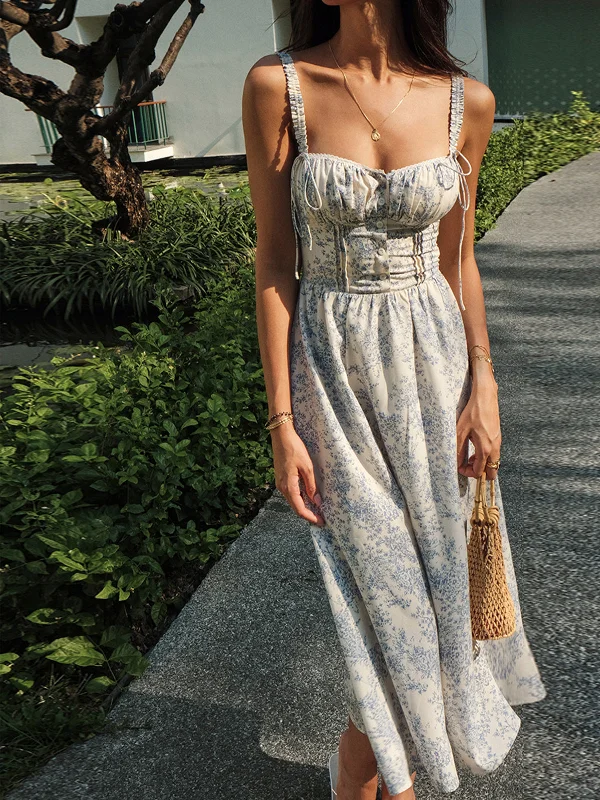 Button - Down Casual Dresses for a Classic Vibe​ Sapphire Garden Floral Cami Midi Dress