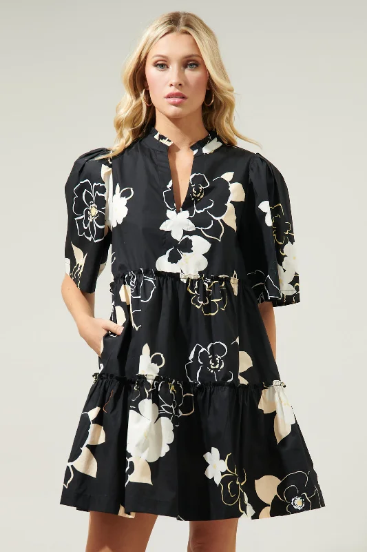 Fall - Style Casual Dresses with Earthy Tones​ Cairan Rose Dixie Split Neck Shift Dress