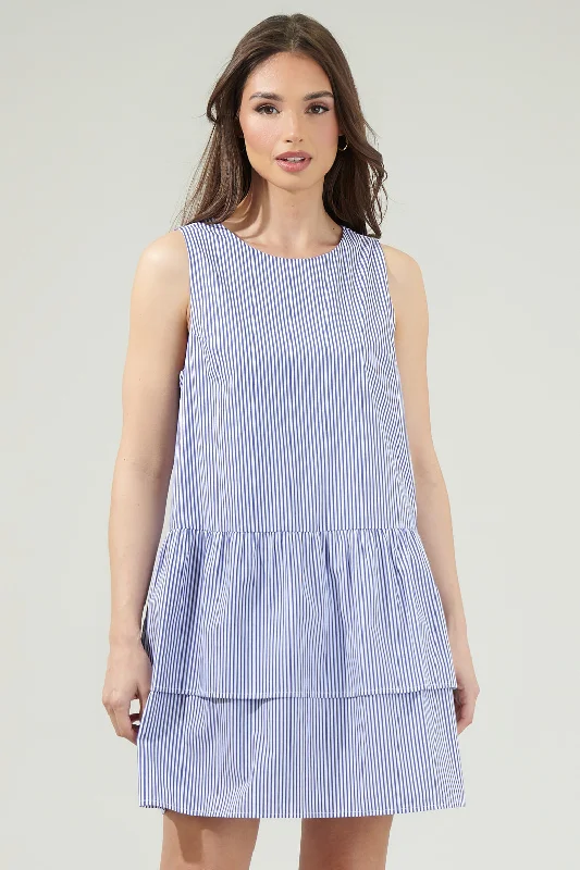 Glittery Casual Dresses for a Sparkly Effect​ Reynaga Striped Lia Tiered Mini Dress