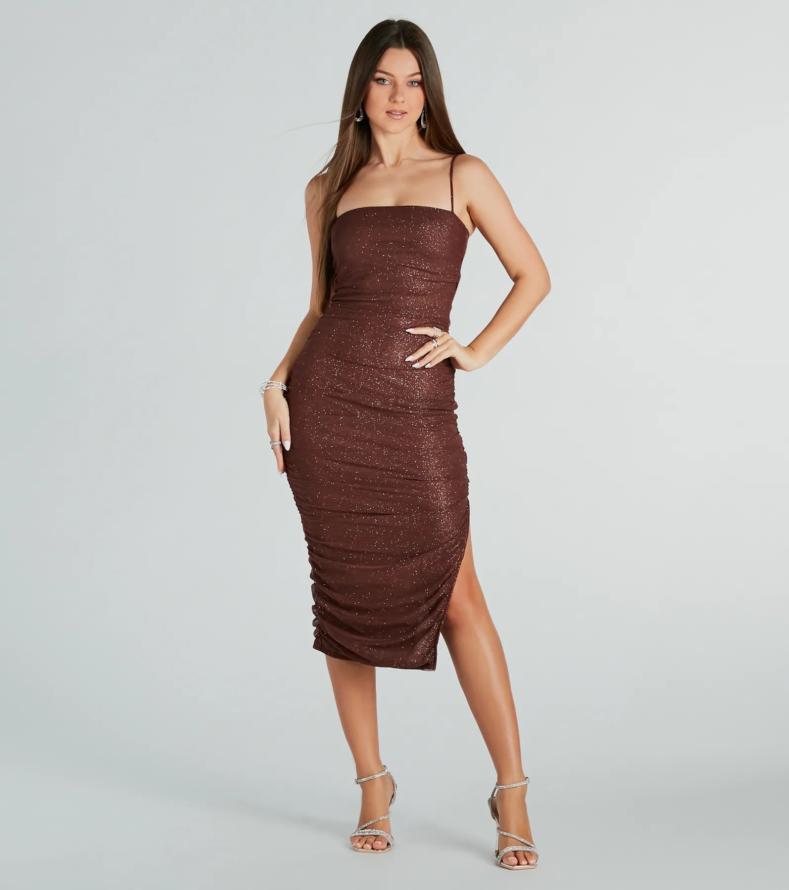 Midi dresses with one - shoulder designs for a modern and asymmetric style Gorgeous Look Glitter Mesh Midi Dress Midi dresses with one - shoulder designs for a modern and asymmetric style Gorgeous Look Glitter Mesh Midi Dress