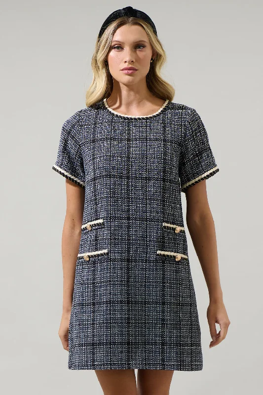 Button - Down Casual Dresses for a Classic Vibe​ Bale Audrey Tweed Shift Mini Dress