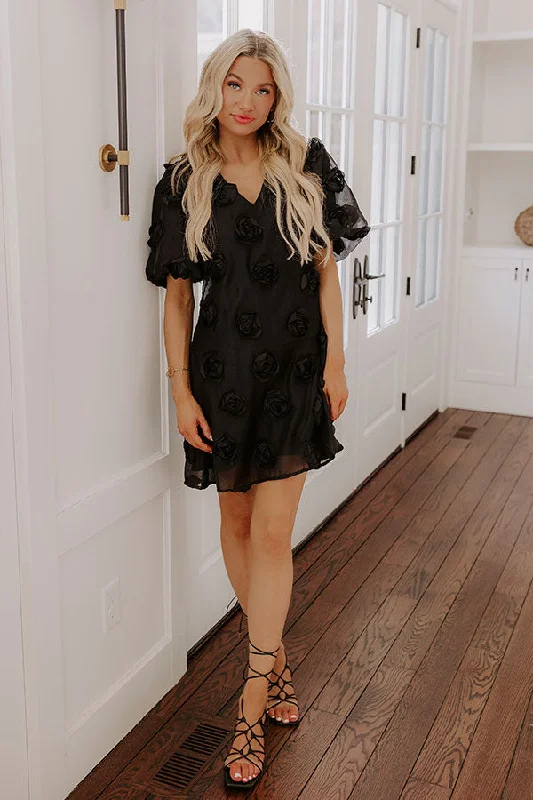 Mini dresses with cut - out details for a trendy look Dream Come True Applique Mini Dress in Black